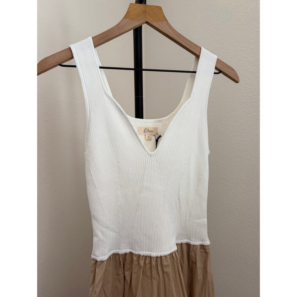 New Elan Rhodes dress sand & white combo size L - Picture 5 of 7